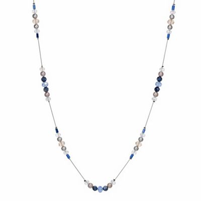 Blue beaded station rope necklace